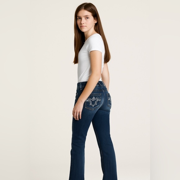 Big Star Casey Bootcut Jeans 28R Embroidered Pockets Low Rise Stretch Denim - Picture 12 of 12